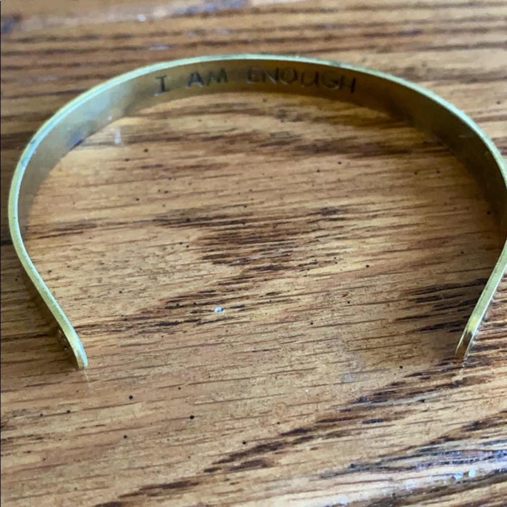 “I am Enough” inscribed gold tone bracelet